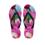 Pink Orchid Flower Print Flip Flops