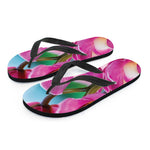Pink Orchid Flower Print Flip Flops