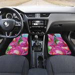 Pink Orchid Flower Print Front and Back Car Floor Mats