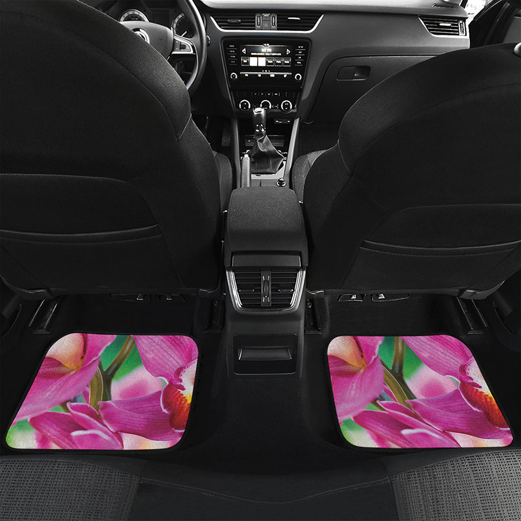 Pink Orchid Flower Print Front and Back Car Floor Mats