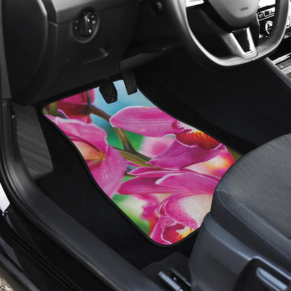 Pink Orchid Flower Print Front Car Floor Mats