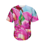 Pink Orchid Flower Print Men's Baseball Jersey