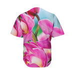 Pink Orchid Flower Print Men's Baseball Jersey