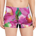 Pink Orchid Flower Print Men's Boxer Briefs