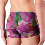 Pink Orchid Flower Print Men's Boxer Briefs