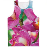 Pink Orchid Flower Print Men's Tank Top
