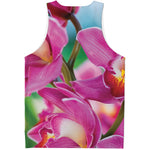 Pink Orchid Flower Print Men's Tank Top