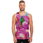 Pink Orchid Flower Print Men's Tank Top