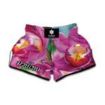 Pink Orchid Flower Print Muay Thai Boxing Shorts