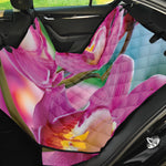Pink Orchid Flower Print Pet Car Back Seat Cover