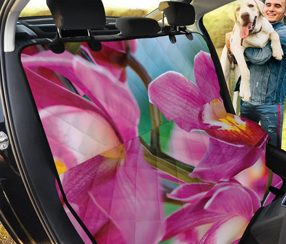 Pink Orchid Flower Print Pet Car Back Seat Cover