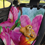 Pink Orchid Flower Print Pet Car Back Seat Cover