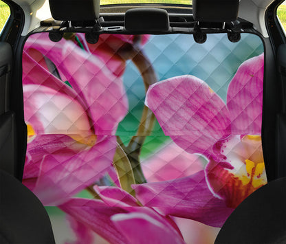 Pink Orchid Flower Print Pet Car Back Seat Cover