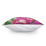 Pink Orchid Flower Print Pillow Cover