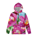 Pink Orchid Flower Print Pullover Hoodie