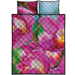 Pink Orchid Flower Print Quilt Bed Set
