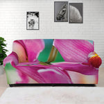 Pink Orchid Flower Print Sofa Cover