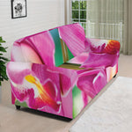 Pink Orchid Flower Print Sofa Cover