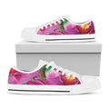 Pink Orchid Flower Print White Low Top Sneakers