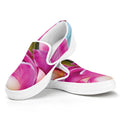 Pink Orchid Flower Print White Slip On Sneakers