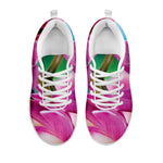 Pink Orchid Flower Print White Sneakers