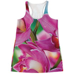 Pink Orchid Flower Print Women's Racerback Tank Top