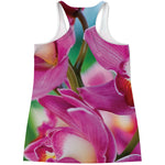Pink Orchid Flower Print Women's Racerback Tank Top