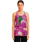 Pink Orchid Flower Print Women's Racerback Tank Top