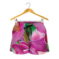 Pink Orchid Flower Print Women's Shorts