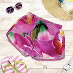 Pink Orchid Flower Print Women's Shorts