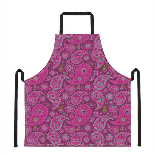 Pink Paisley Pattern Print Apron