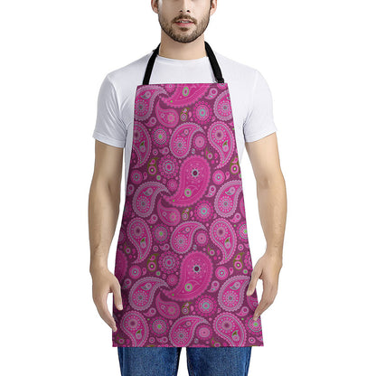Pink Paisley Pattern Print Apron