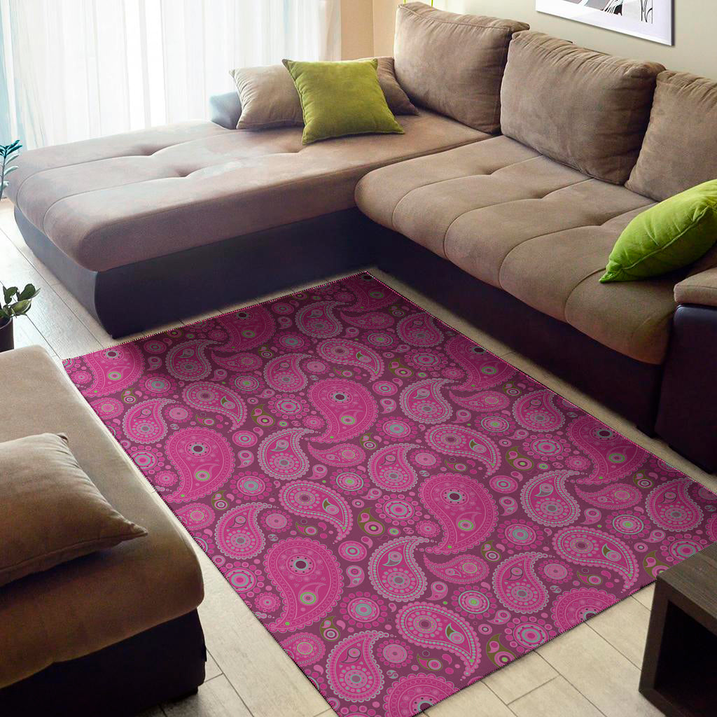 Pink Paisley Pattern Print Area Rug