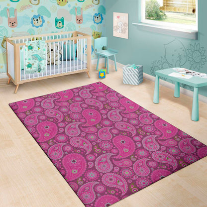 Pink Paisley Pattern Print Area Rug