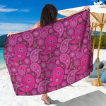 Pink Paisley Pattern Print Beach Sarong Wrap