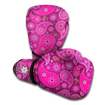 Pink Paisley Pattern Print Boxing Gloves