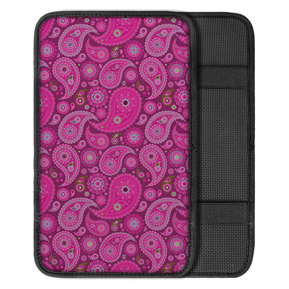 Pink Paisley Pattern Print Car Center Console Cover