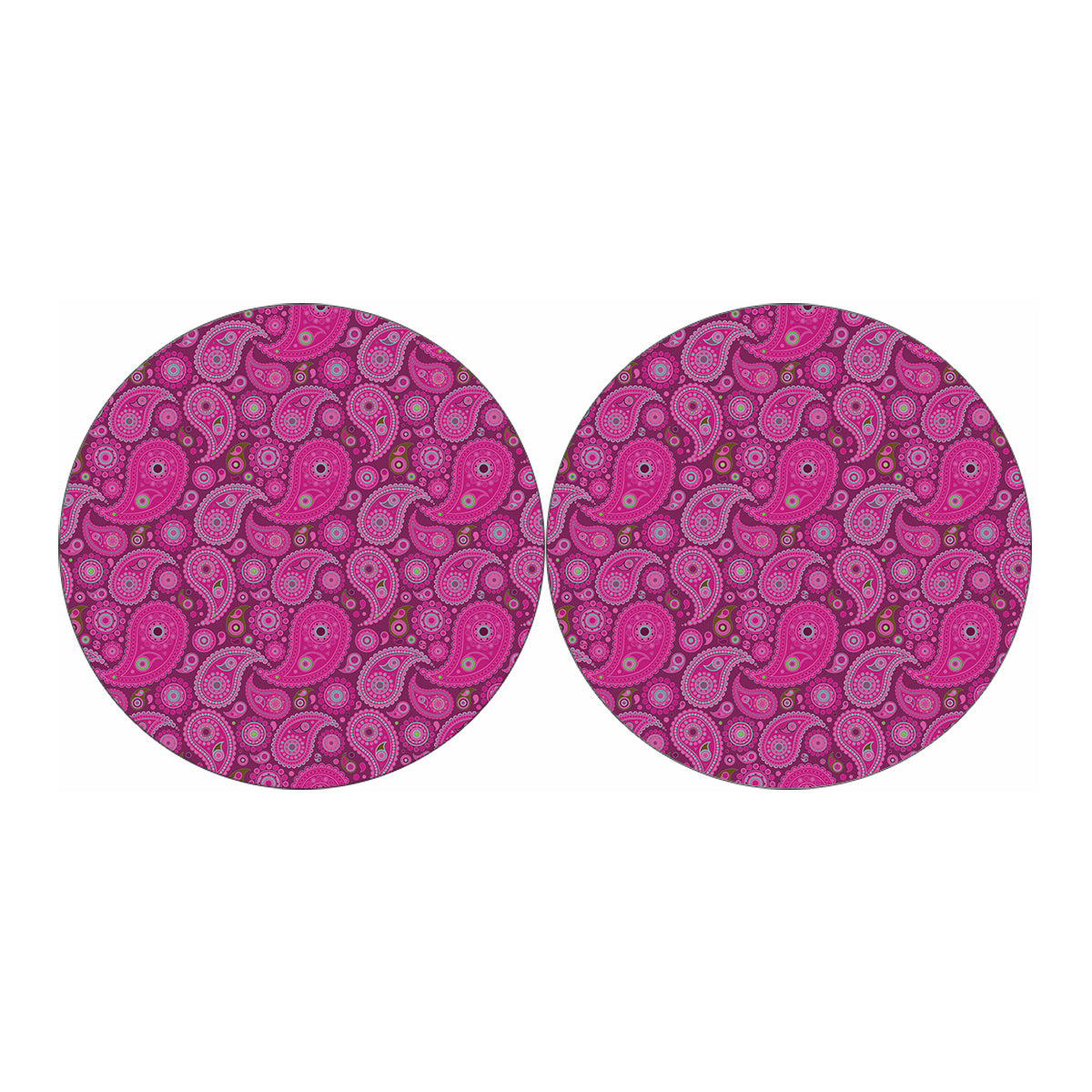Pink Paisley Pattern Print Car Coasters