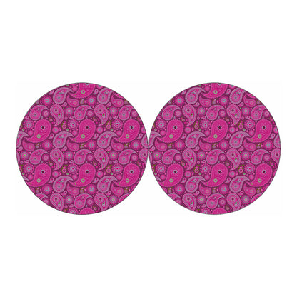 Pink Paisley Pattern Print Car Coasters