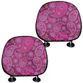 Pink Paisley Pattern Print Car Headrest Covers