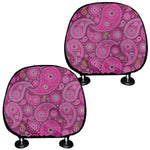 Pink Paisley Pattern Print Car Headrest Covers