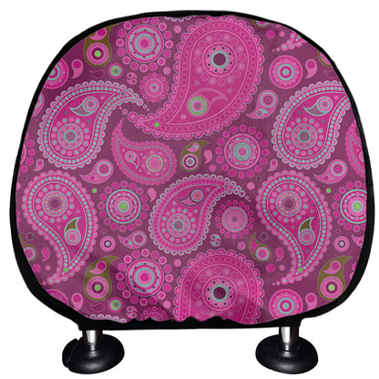 Pink Paisley Pattern Print Car Headrest Covers