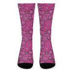 Pink Paisley Pattern Print Crew Socks