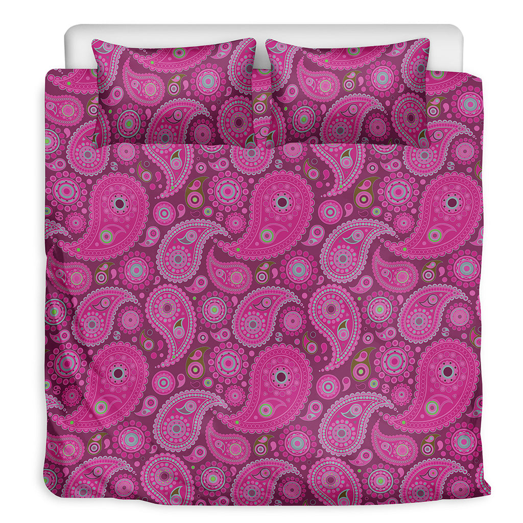 Pink Paisley Pattern Print Duvet Cover Bedding Set