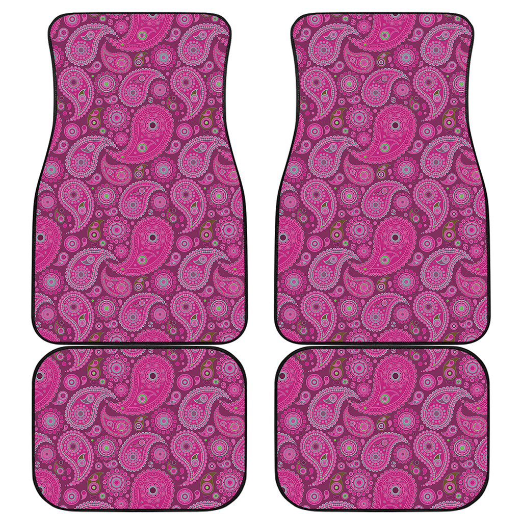 Pink Paisley Pattern Print Front and Back Car Floor Mats