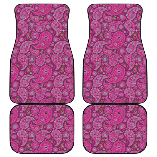 Pink Paisley Pattern Print Front and Back Car Floor Mats