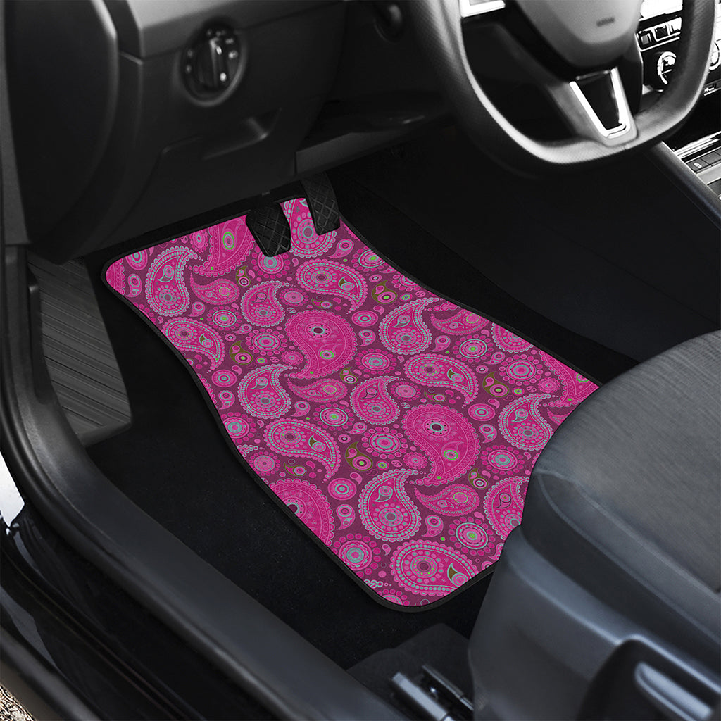 Pink Paisley Pattern Print Front and Back Car Floor Mats
