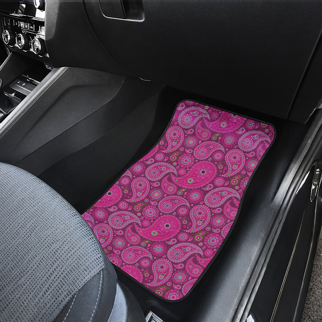 Pink Paisley Pattern Print Front and Back Car Floor Mats
