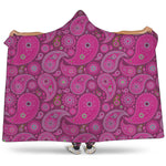 Pink Paisley Pattern Print Hooded Blanket