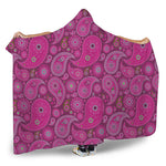 Pink Paisley Pattern Print Hooded Blanket